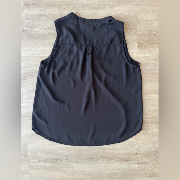 Modcloth Fervour Womens Top Chiffon Black Sleeveless Pocket Shell Button SZ XL - Picture 2 of 5